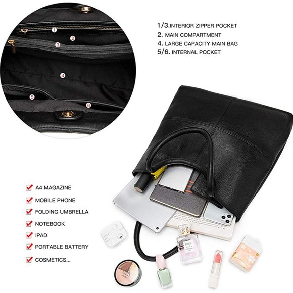 Tami Women Elegant Leather Tote Brown - Picture 3 of 7